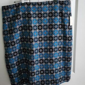 Talbots Blue and Black Knee-Length Pencil Skirt